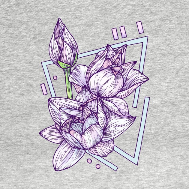 Pastel Geometric Lotus Flower Illustration by bblane